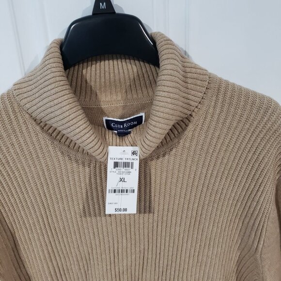 Club Room Mens Textured Cotton Turtleneck Sweater Tan - Picture 4 of 11